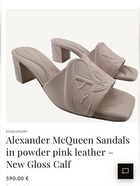 Alexander McQueen Powder Pink Embossed Leather Block Heel Mules